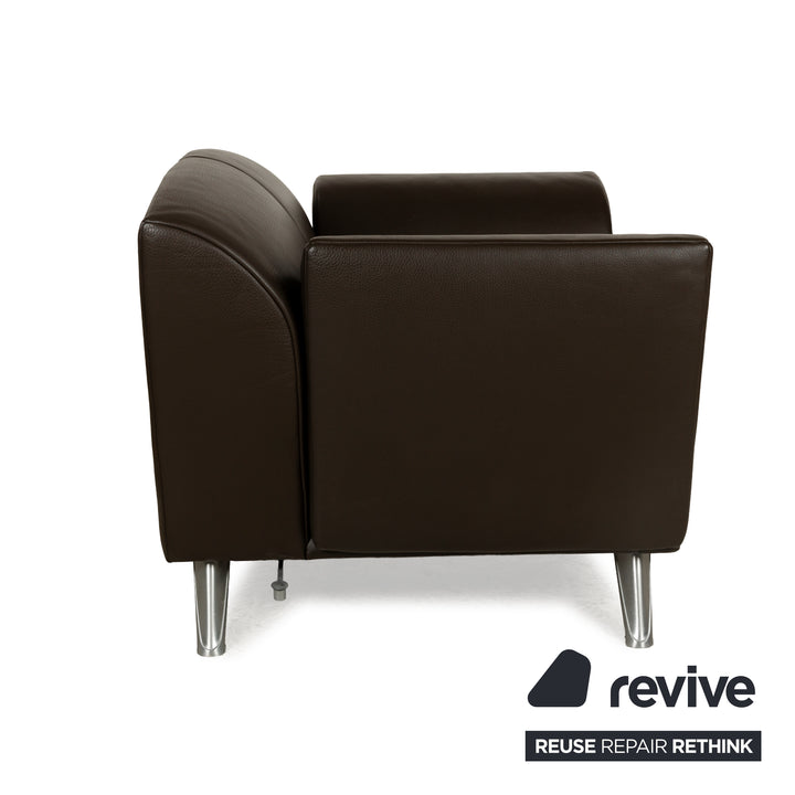Fauteuil en cuir marron foncé Jori JR-8100, fonction manuelle
