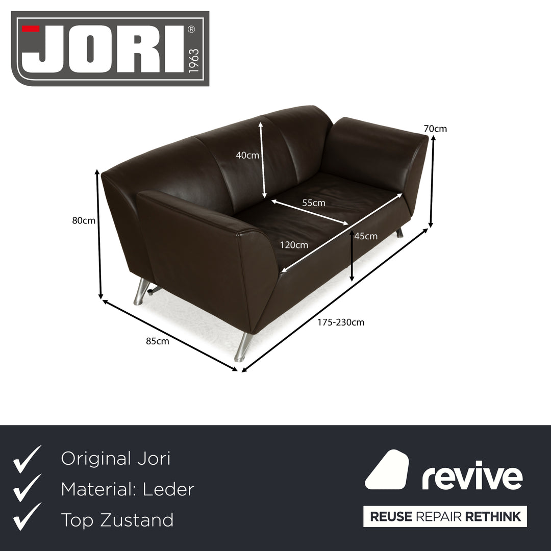 Jori JR-8100 Leather Two-Seater Dark Brown Manual Function Sofa Couch