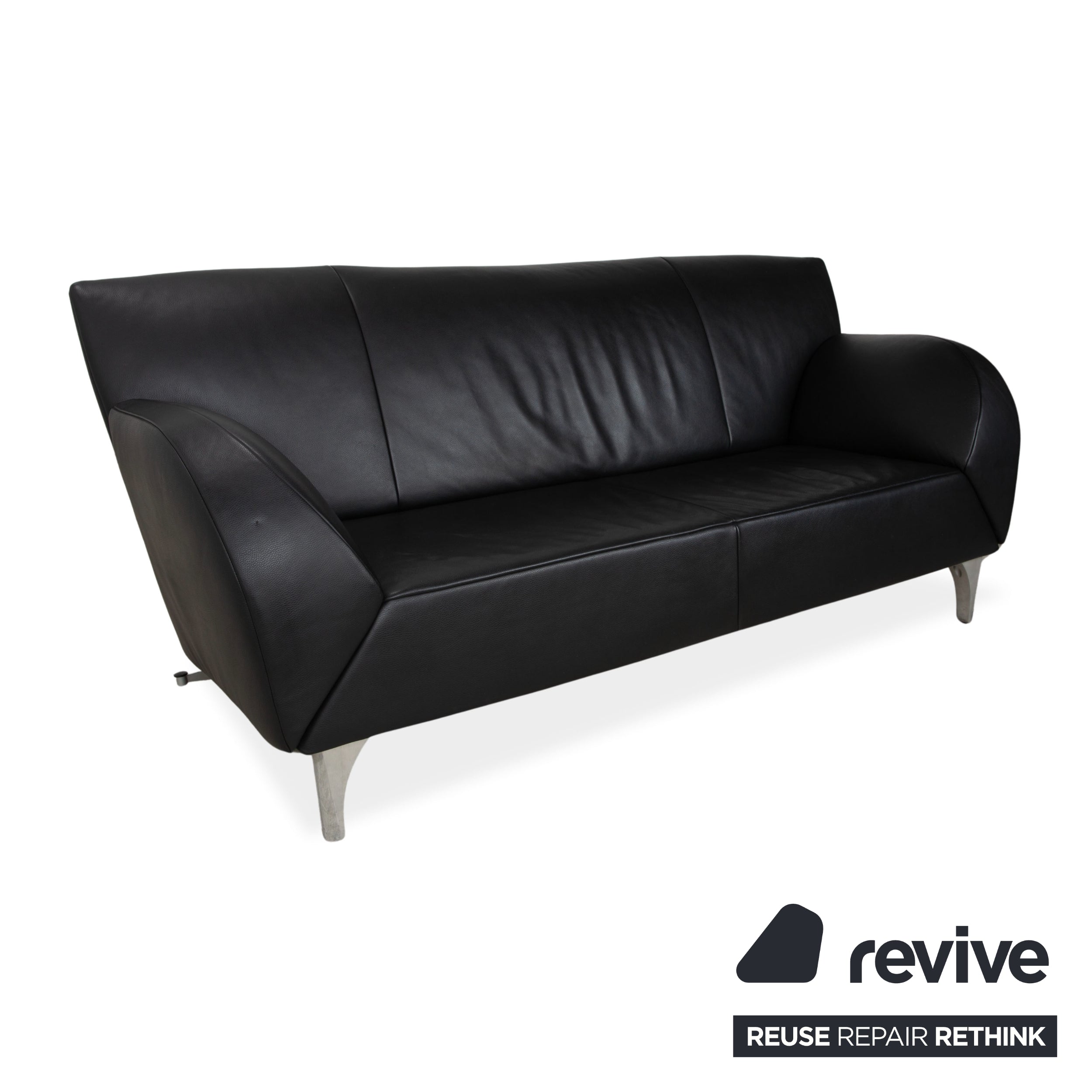 Jori JR-8100 Leder Zweisitzer Schwarz manuelle Funktion Sofa Couch