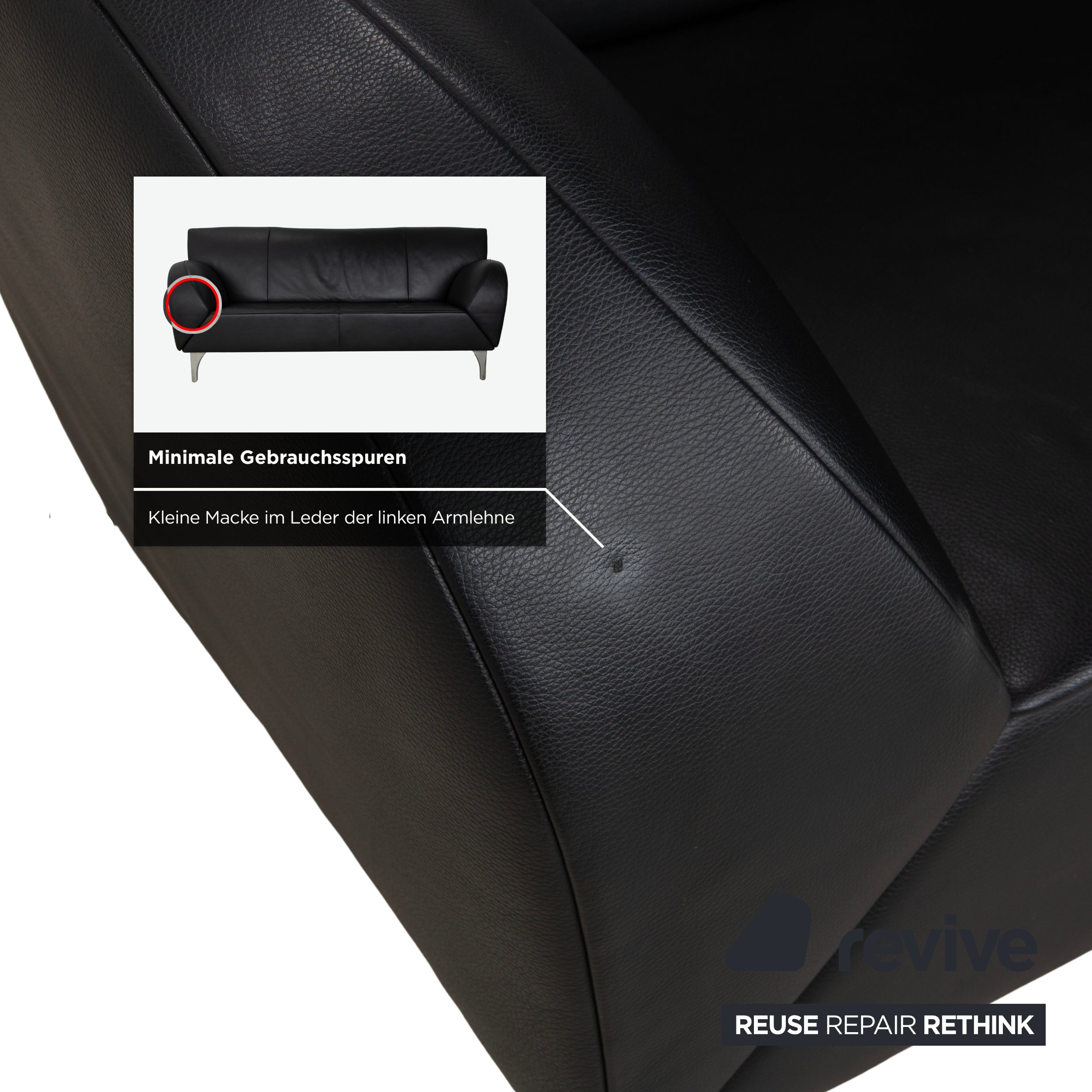Jori JR-8100 Leder Zweisitzer Schwarz manuelle Funktion Sofa Couch