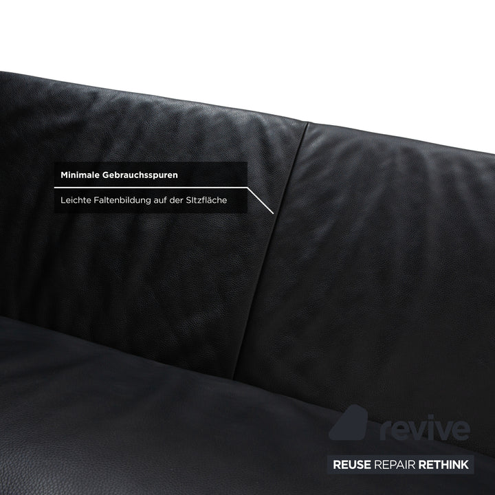 Jori JR-8100 Leder Zweisitzer Schwarz manuelle Funktion Sofa Couch