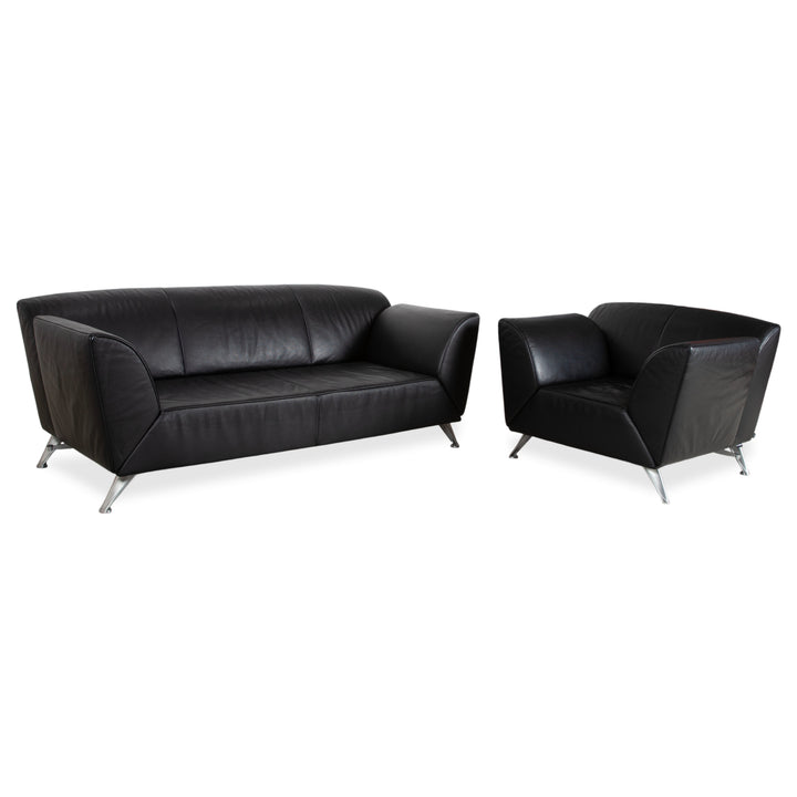 Jori JR-8100 Leather Two-Seater Sofa Couch Armchair Black Manual Function