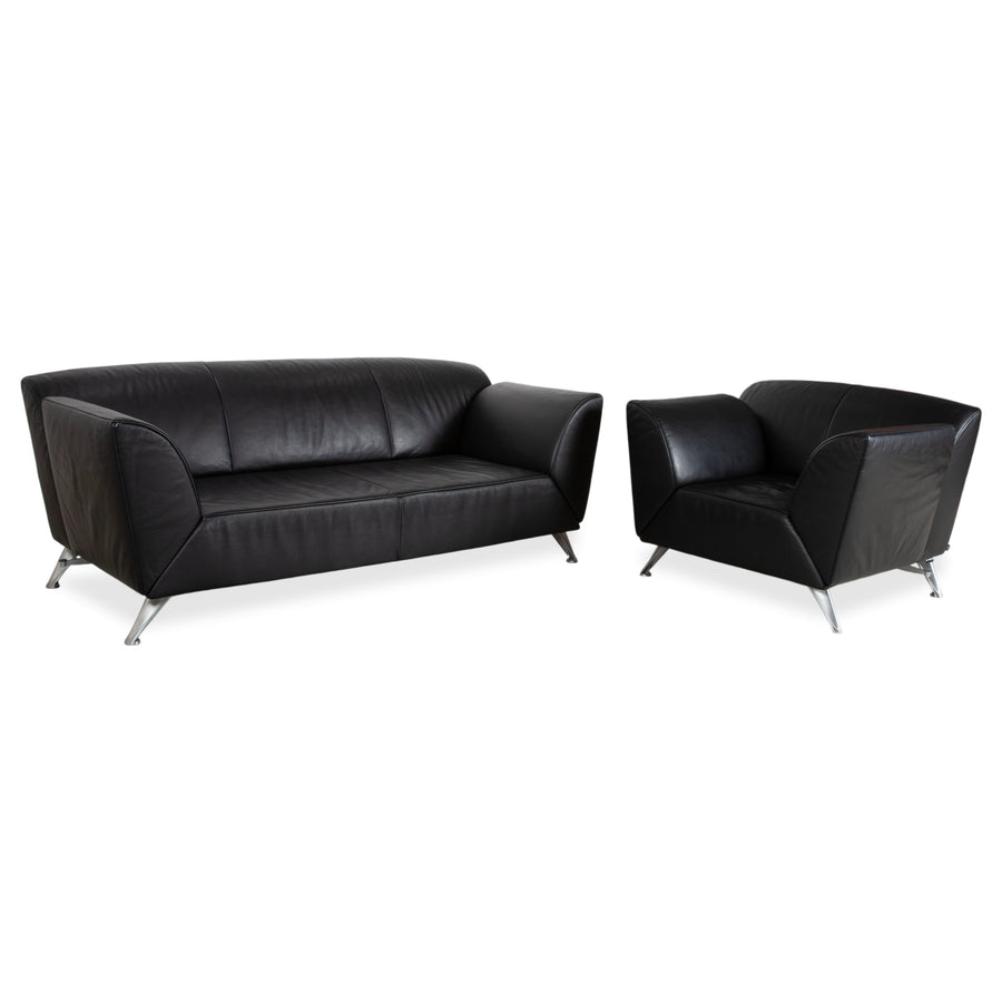 Jori JR-8100 Leather Two-Seater Sofa Couch Armchair Black Manual Function