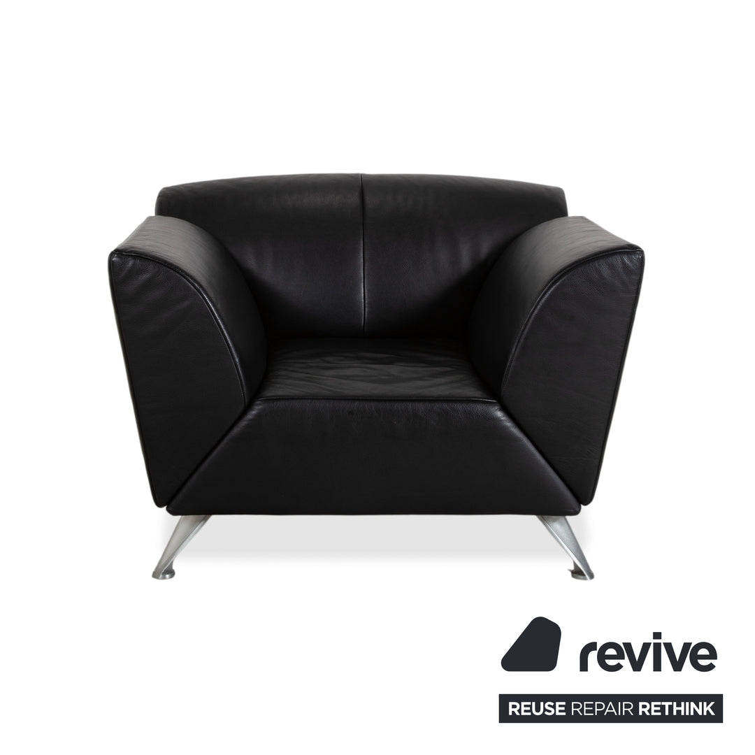Jori JR-8100 Leather Two-Seater Sofa Couch Armchair Black Manual Function