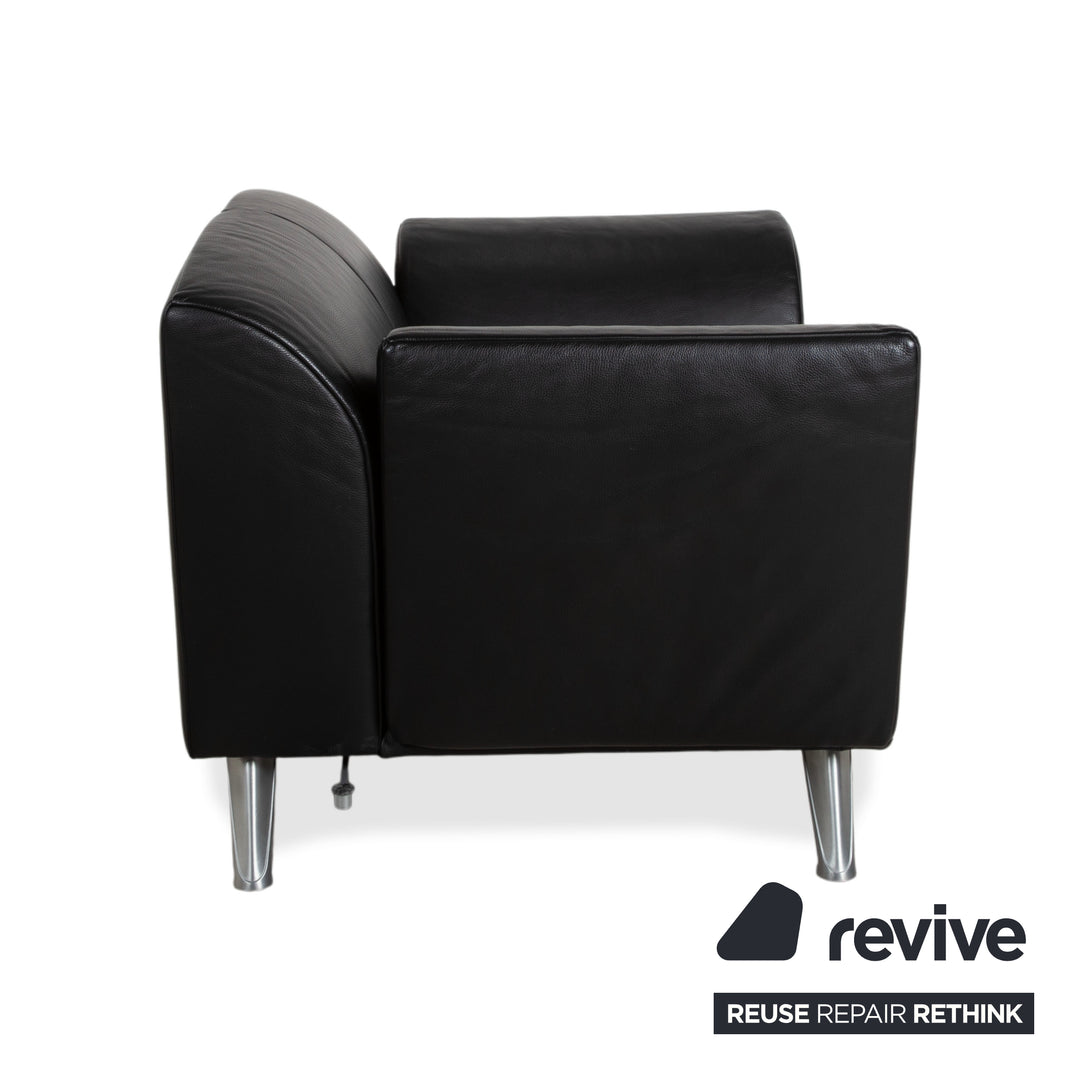Jori JR-8100 Leather Two-Seater Sofa Couch Armchair Black Manual Function