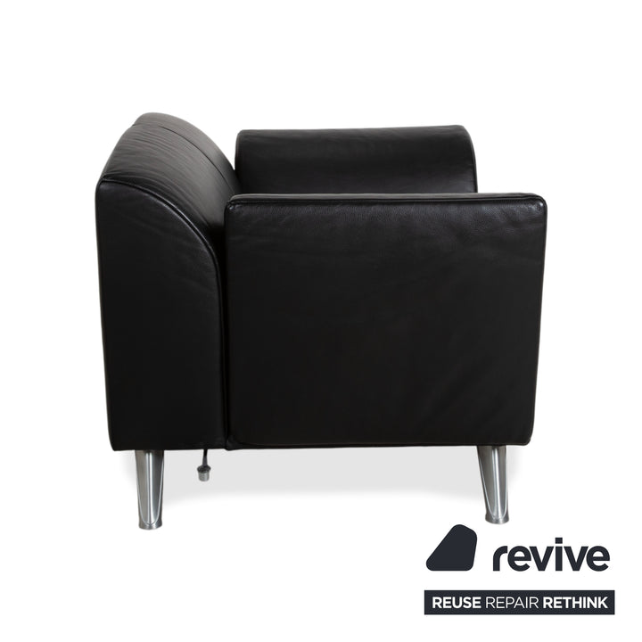 Jori JR-8100 Leather Two-Seater Sofa Couch Armchair Black Manual Function
