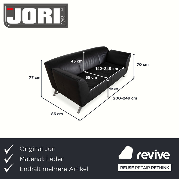 Jori JR-8100 Leather Two-Seater Sofa Couch Armchair Black Manual Function