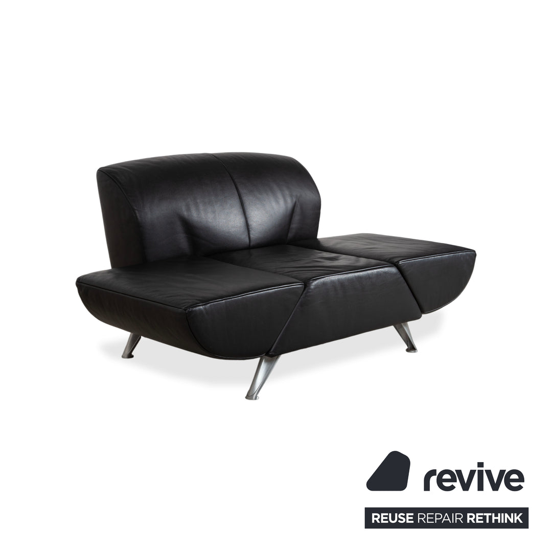 Jori JR-8100 Leather Two-Seater Sofa Couch Armchair Black Manual Function