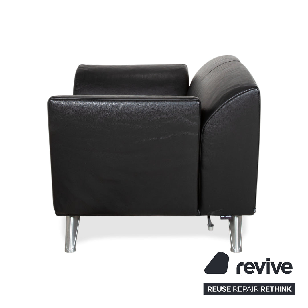 Jori JR-8100 Leather Two-Seater Sofa Couch Armchair Black Manual Function