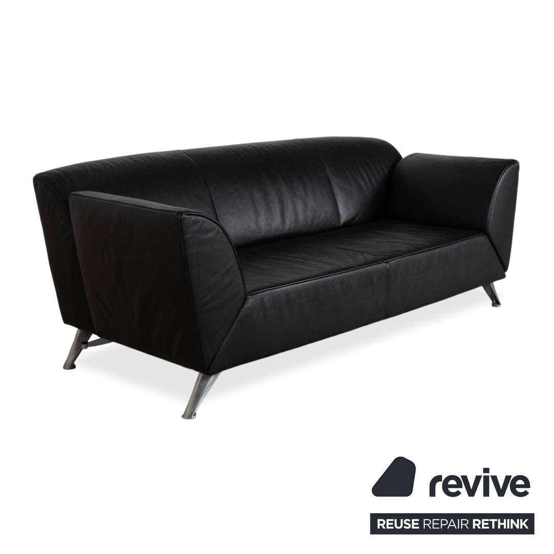 Jori JR-8100 Leather Two-Seater Sofa Couch Armchair Black Manual Function