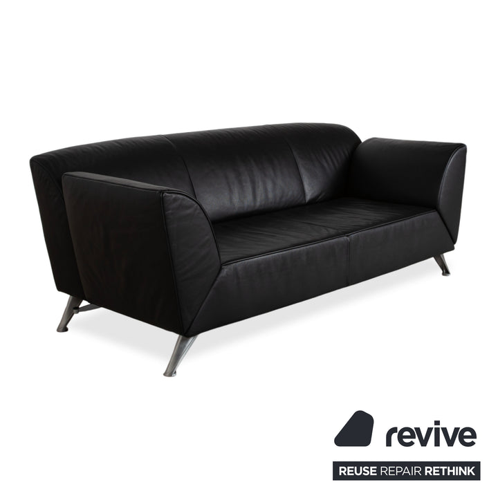 Jori JR-8100 Leather Two-Seater Sofa Couch Armchair Black Manual Function