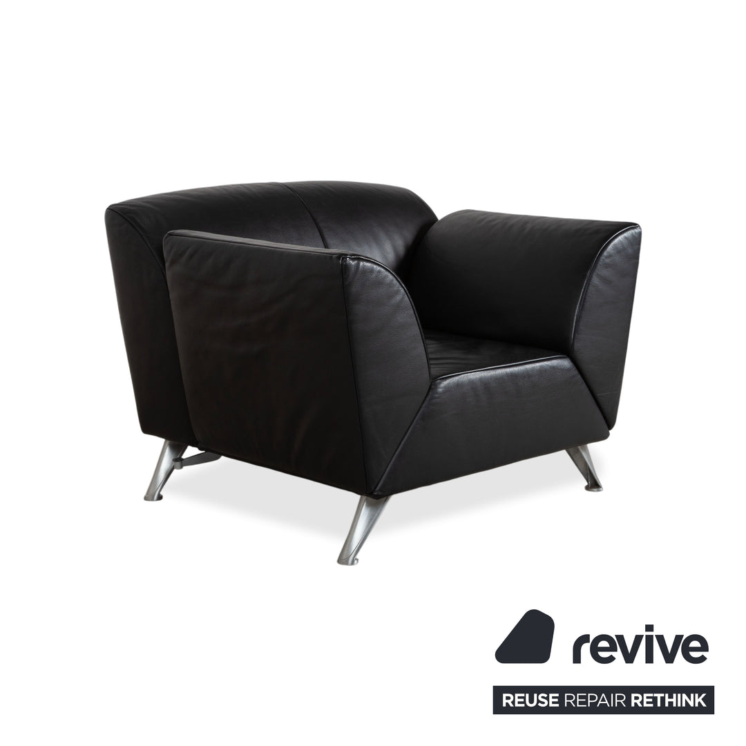 Jori JR-8100 Leather Two-Seater Sofa Couch Armchair Black Manual Function