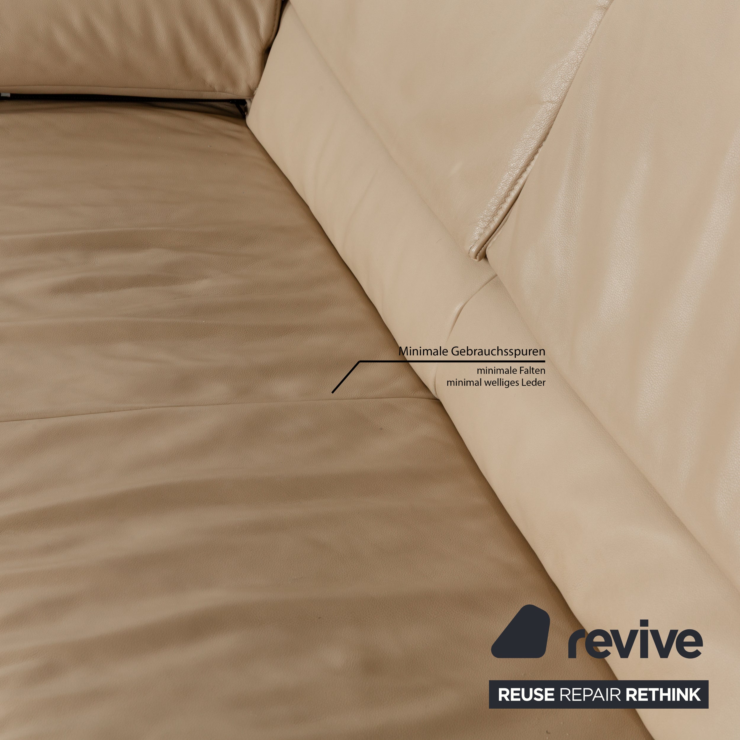 Jori JR 8750 Leder Sofa Garnitur Beige Dreisitzer Zweisitzer Couch manuelle Funktion