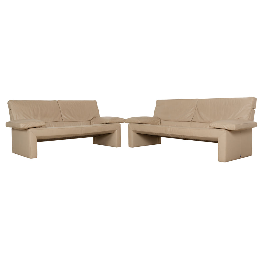 Ensemble de canapés en cuir beige Jori JR 8750, canapé trois places, canapé deux places, fonction manuelle