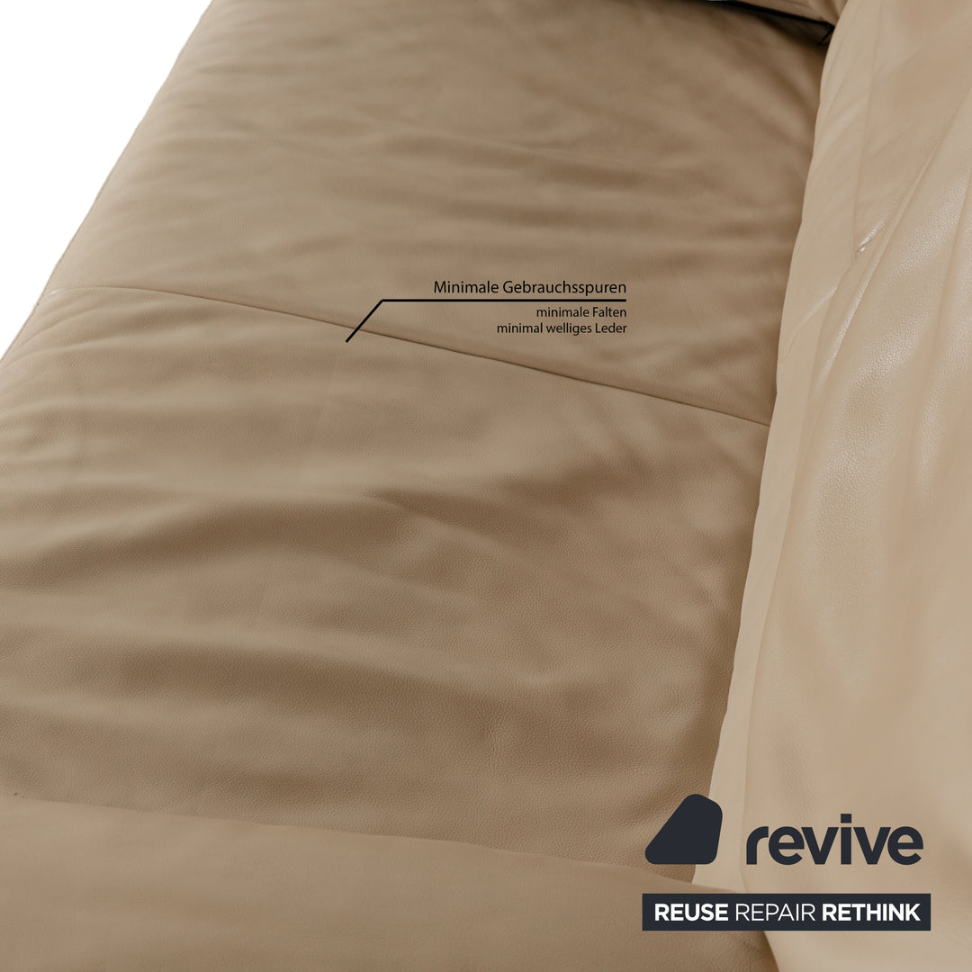 Canapé deux places en cuir beige Jori JR 8750 à commande manuelle