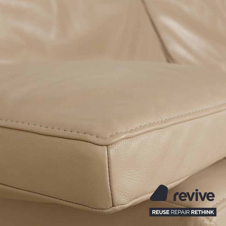 Jori JR 8750 Leather Two-Seater Beige Sofa Couch Manual Function