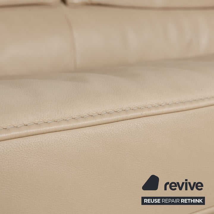 Jori JR 8750 Leather Two-Seater Beige Sofa Couch Manual Function