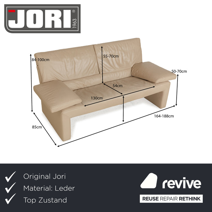 Jori JR 8750 Leather Two-Seater Beige Sofa Couch Manual Function