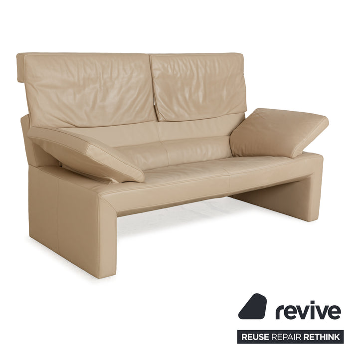 Jori JR 8750 Leather Two-Seater Beige Sofa Couch Manual Function