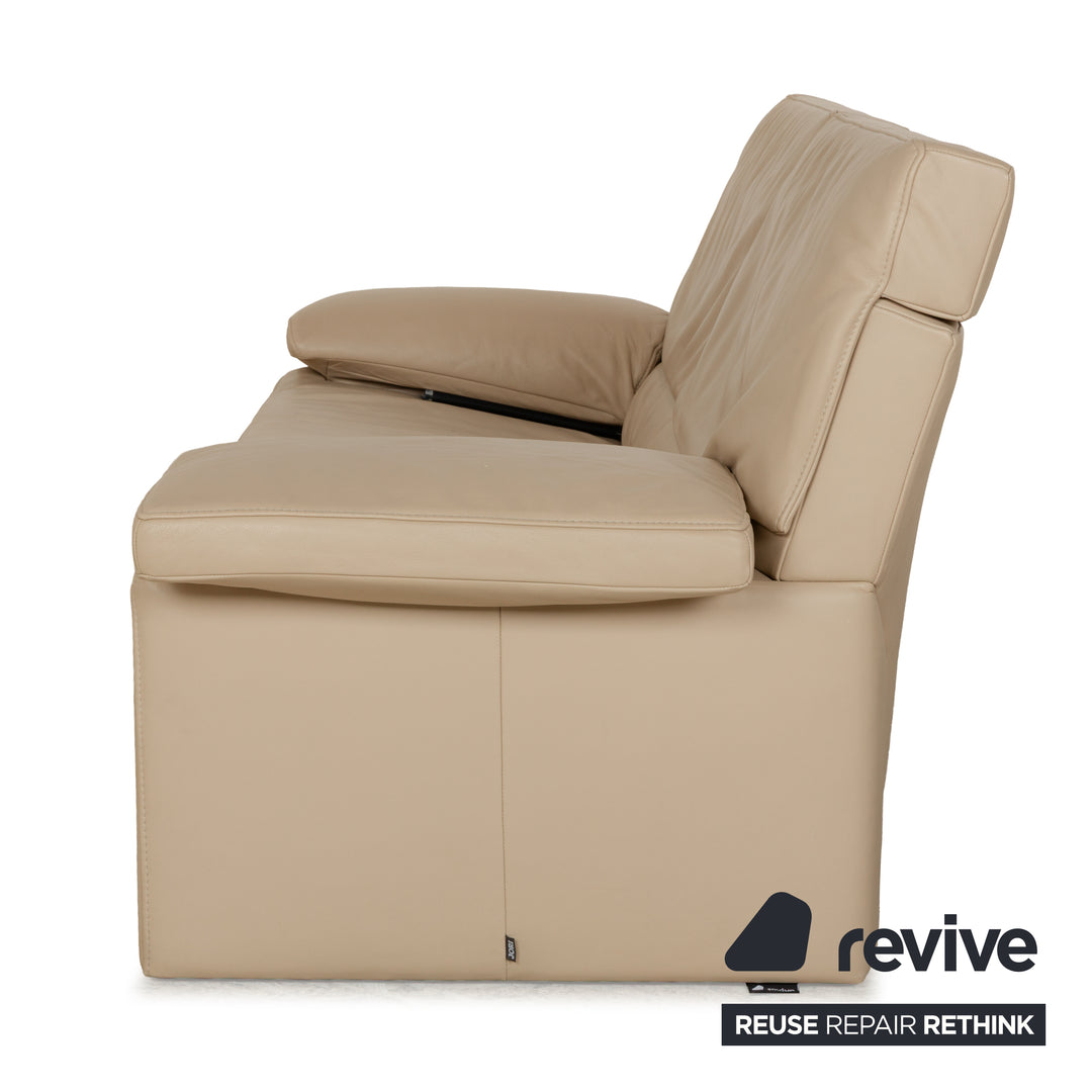 Canapé deux places en cuir beige Jori JR 8750 à commande manuelle