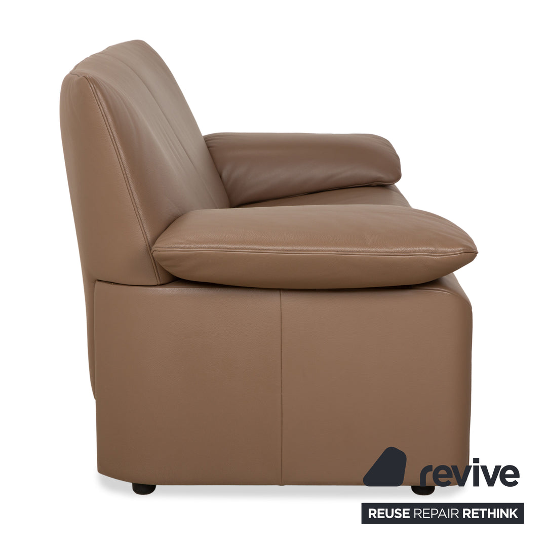 Canapé deux places en cuir Jori JR 8750, couleur taupe marron, à réglage manuel