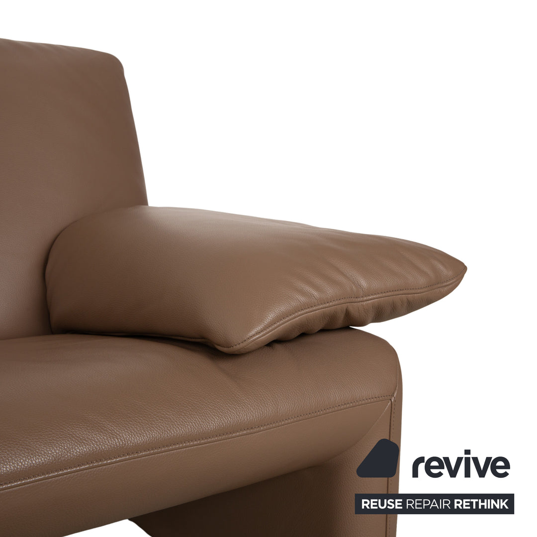 Canapé deux places en cuir Jori JR 8750, couleur taupe marron, à réglage manuel