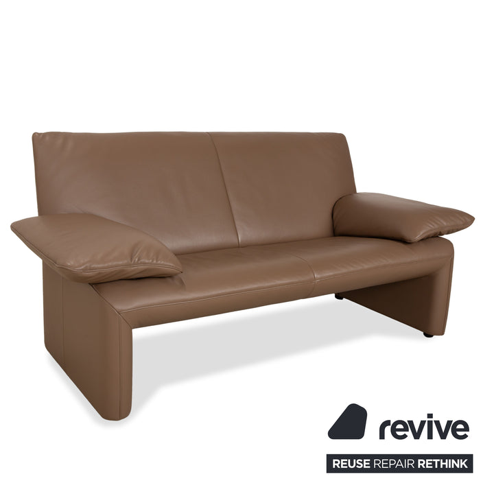 Canapé deux places en cuir Jori JR 8750, couleur taupe marron, à réglage manuel