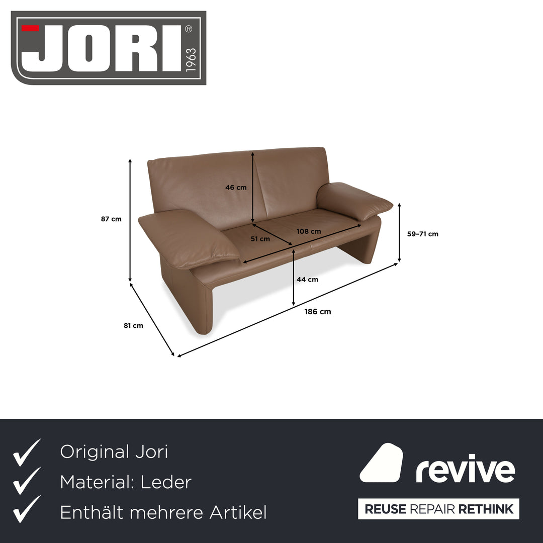 Jori JR 8750 Leder Zweisitzer Braun Taupe manuelle Funktion Sofa Couch