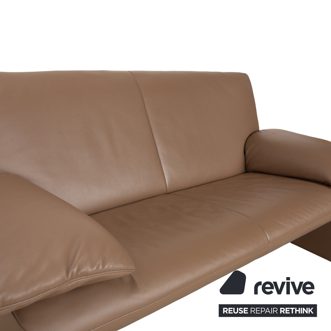 Canapé deux places en cuir Jori JR 8750, couleur taupe marron, à réglage manuel