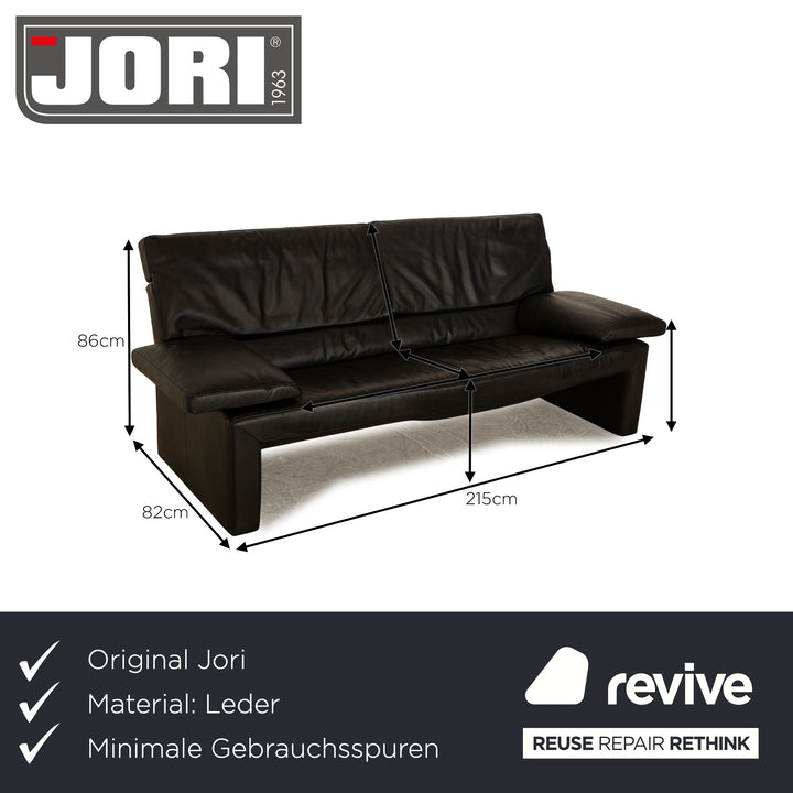Jori JR 8750 Leather Two-Seater Black Sofa Couch