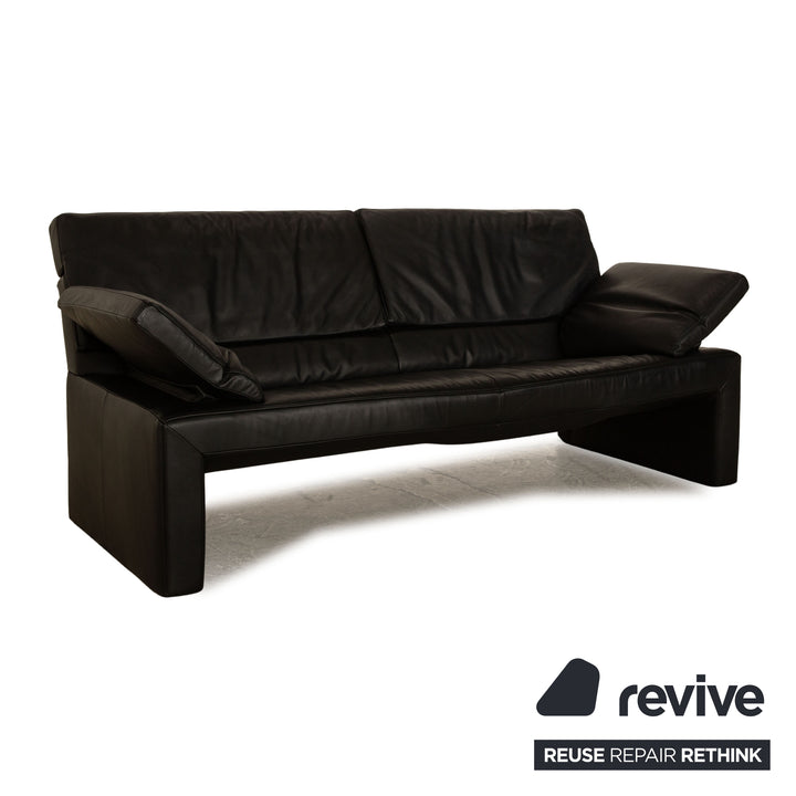 Jori JR 8750 Leather Two-Seater Black Sofa Couch