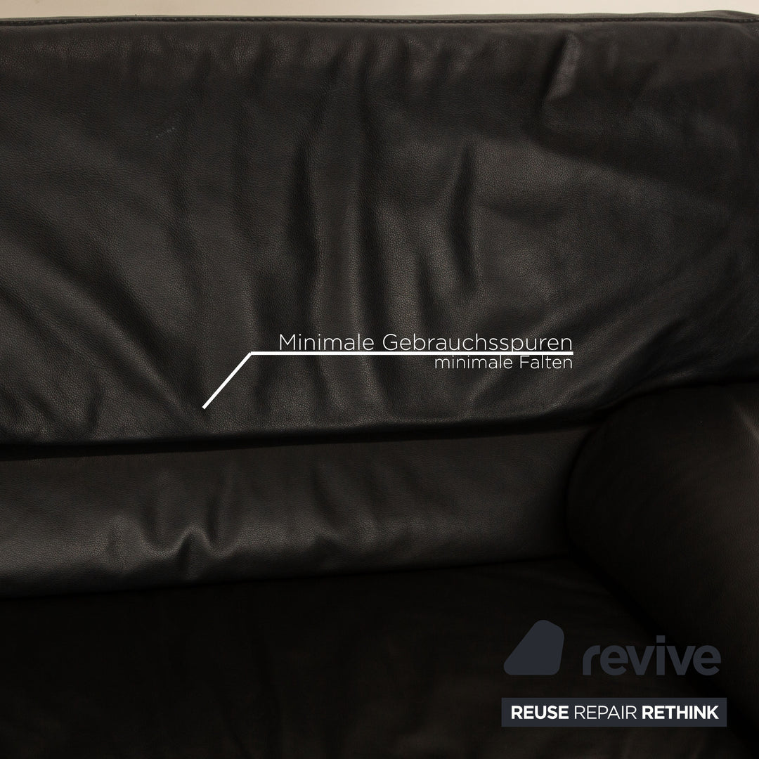 Jori JR 8750 Leather Two-Seater Black Sofa Couch