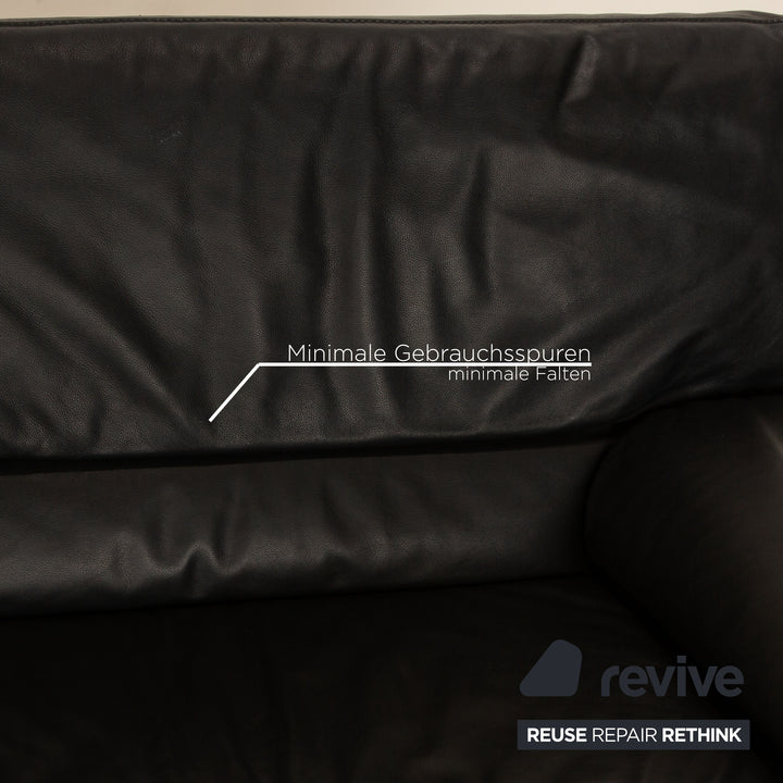 Jori JR 8750 Leather Two-Seater Black Sofa Couch