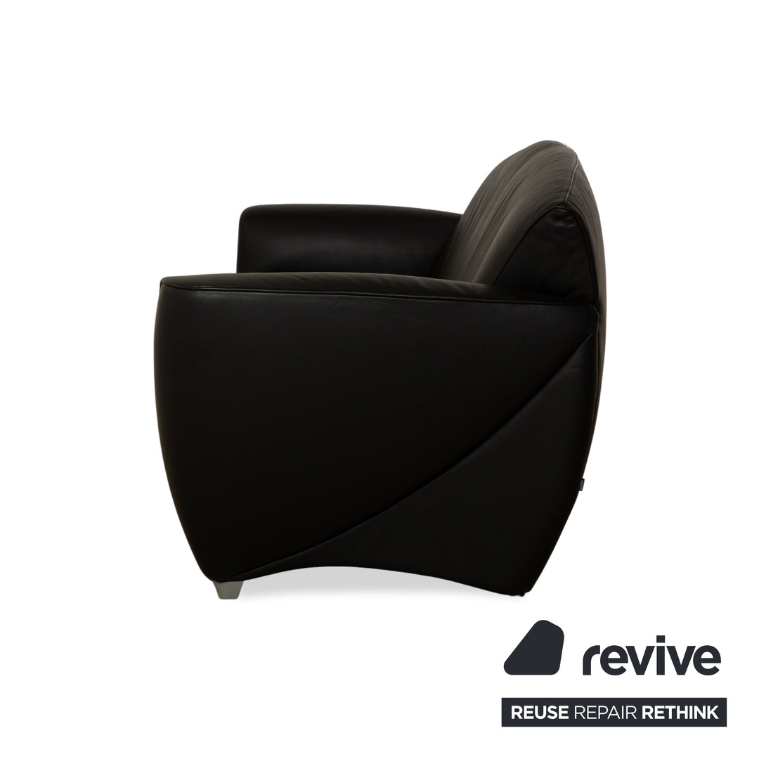 Canapé trois places en cuir noir Jori JR3200