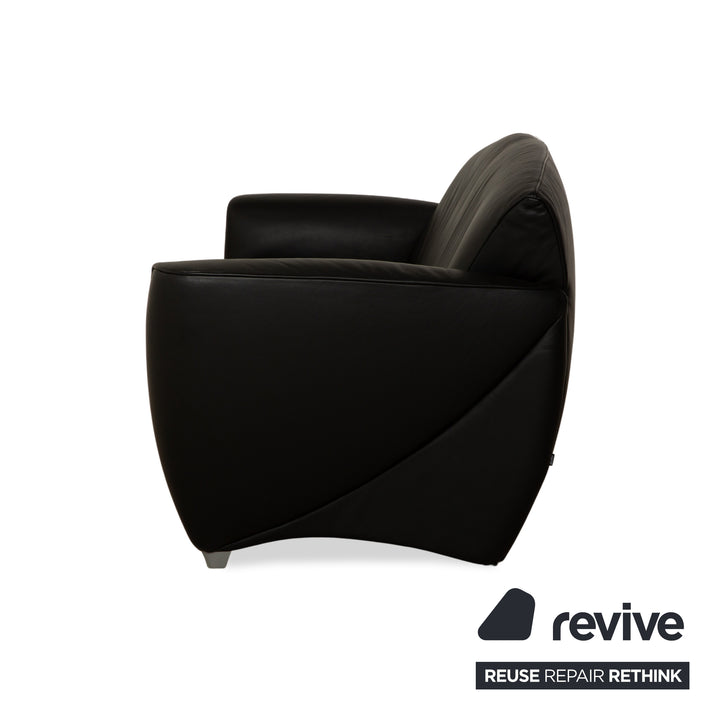 Canapé trois places en cuir noir Jori JR3200