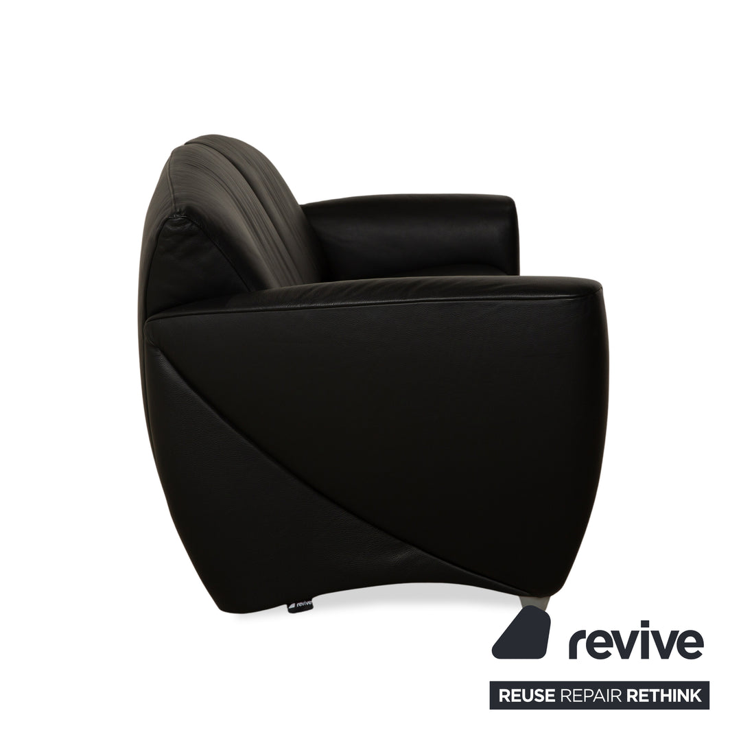 Canapé trois places en cuir noir Jori JR3200