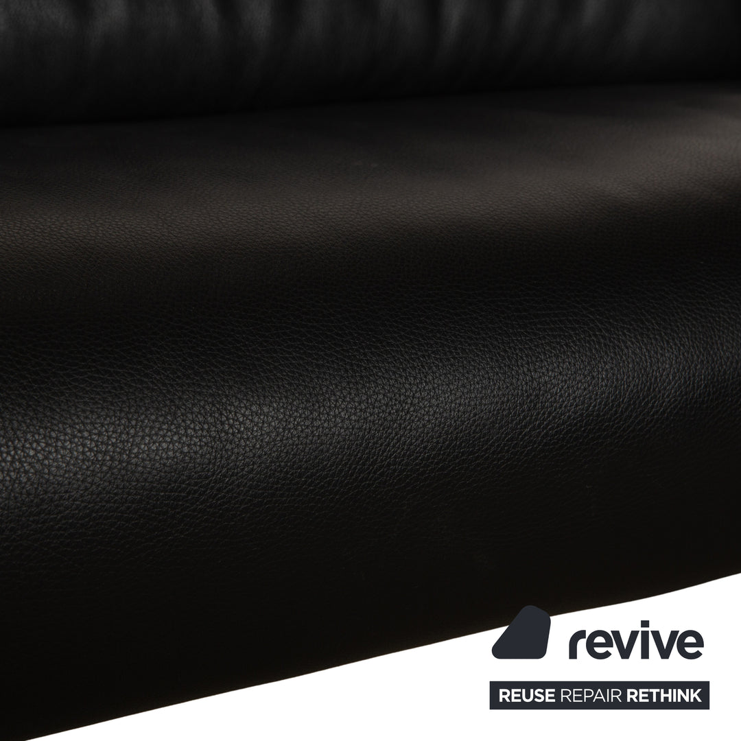 Canapé trois places en cuir noir Jori JR3200