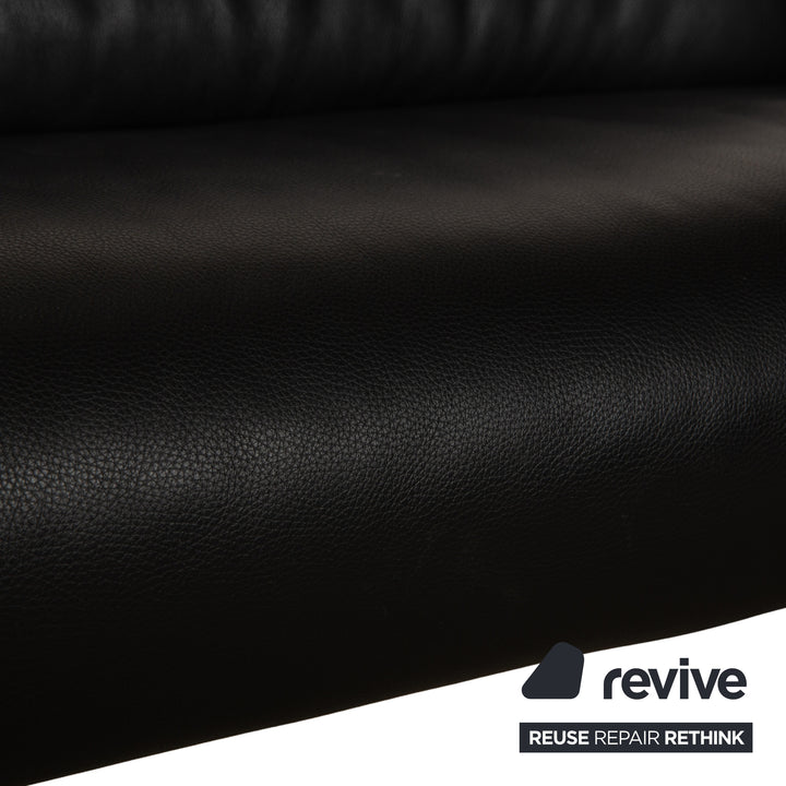 Canapé trois places en cuir noir Jori JR3200