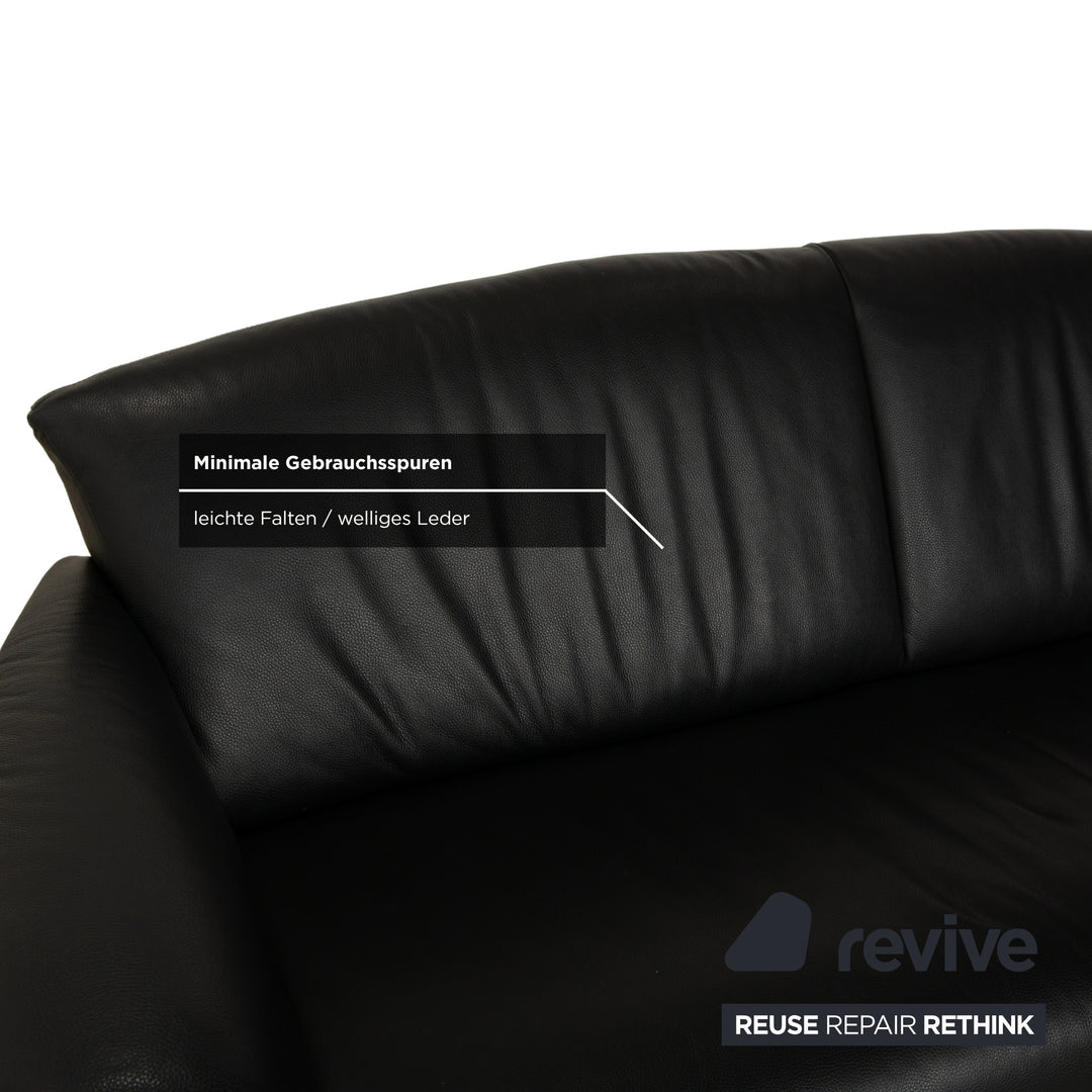 Canapé trois places en cuir noir Jori JR3200