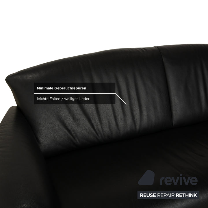 Canapé trois places en cuir noir Jori JR3200