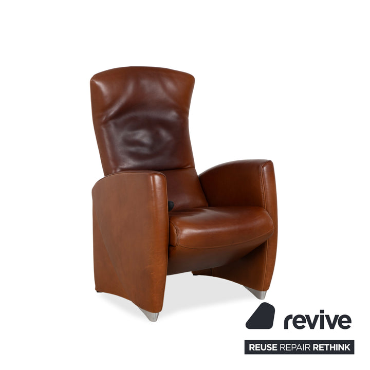 Fauteuil en cuir marron Jori à commande manuelle