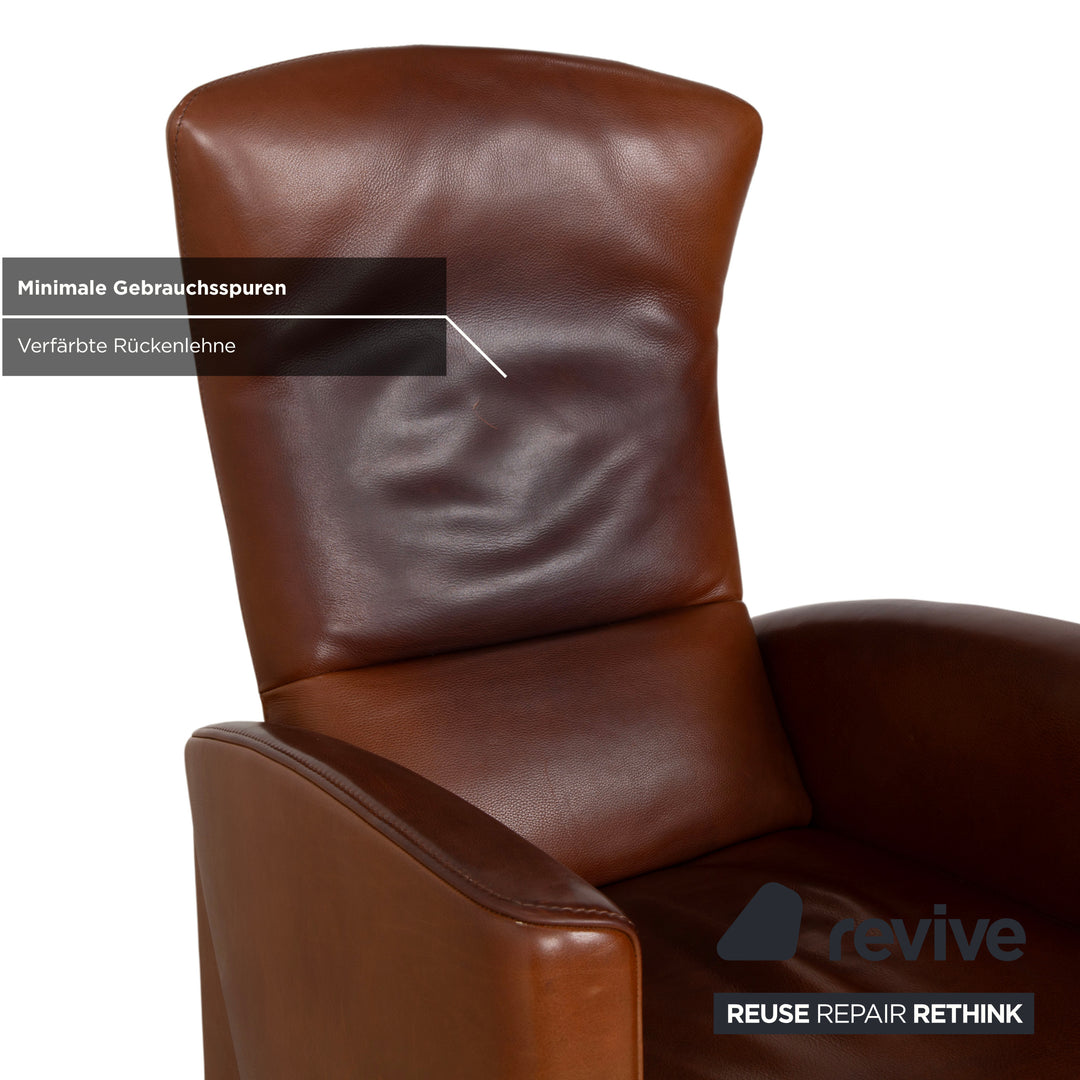 Fauteuil en cuir marron Jori à commande manuelle