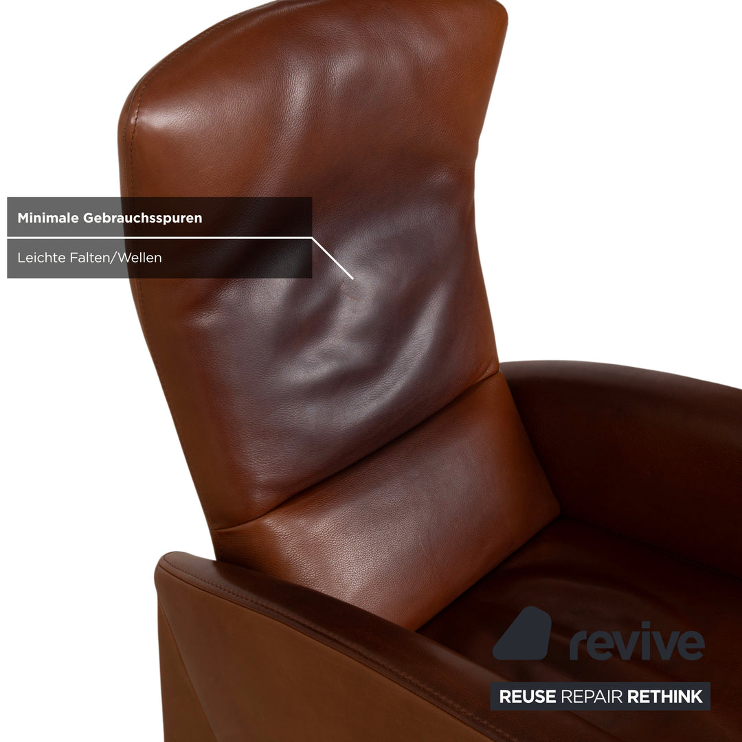 Fauteuil en cuir marron Jori à commande manuelle