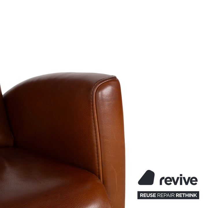Fauteuil en cuir marron Jori à commande manuelle