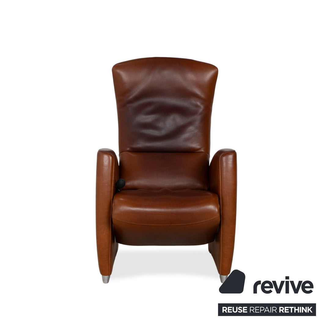 Fauteuil en cuir marron Jori à commande manuelle