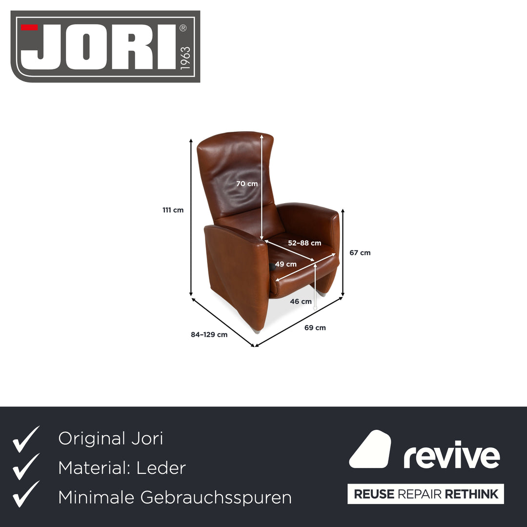 Fauteuil en cuir marron Jori à commande manuelle
