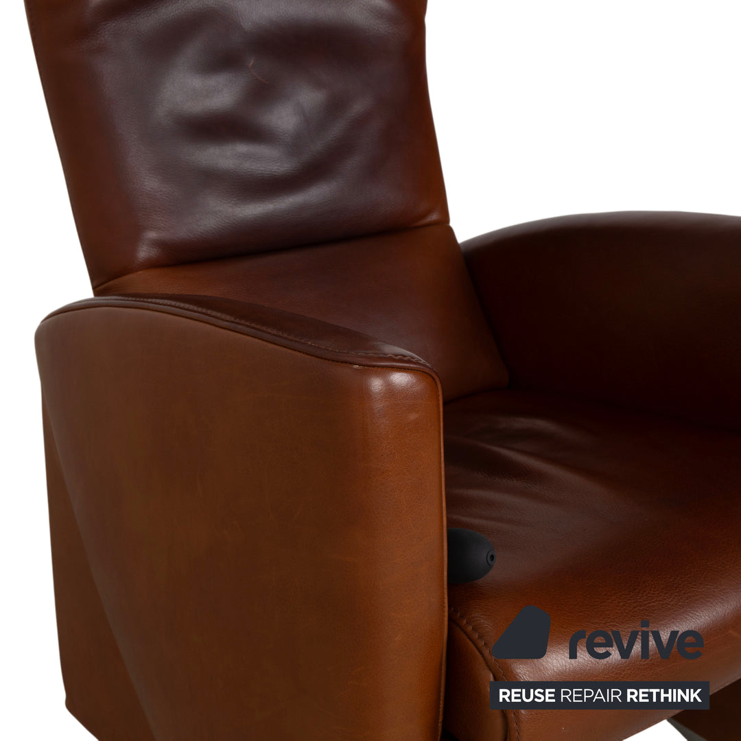 Fauteuil en cuir marron Jori à commande manuelle