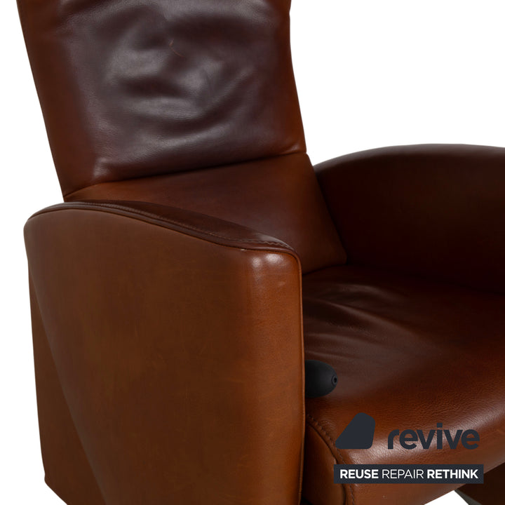 Fauteuil en cuir marron Jori à commande manuelle