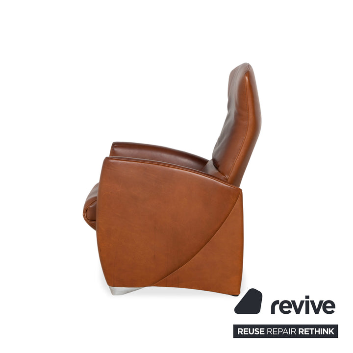 Fauteuil en cuir marron Jori à commande manuelle