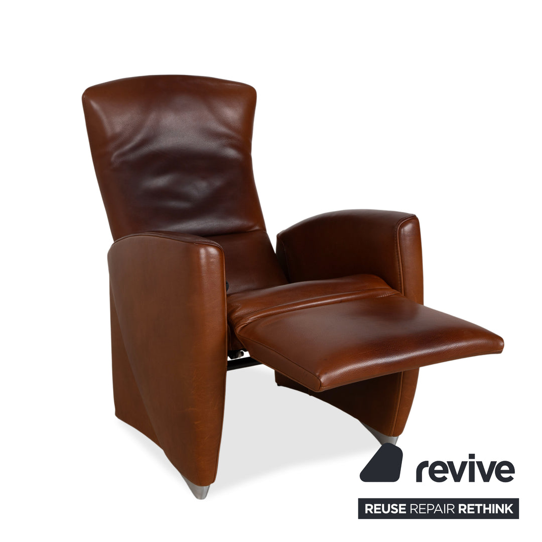 Fauteuil en cuir marron Jori à commande manuelle